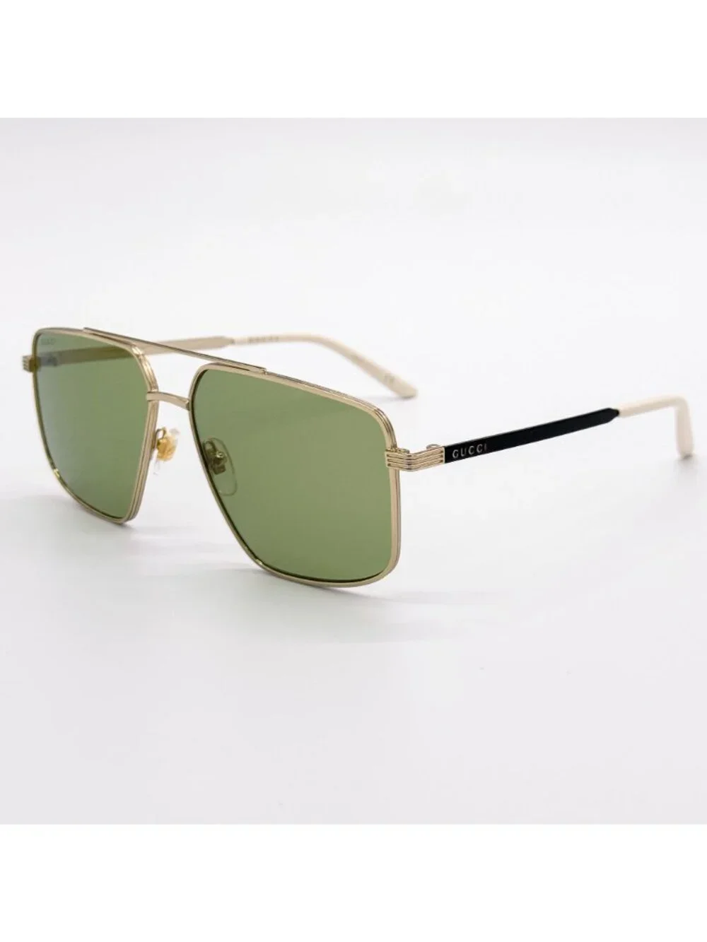 New Gucci Gold Green Pilot Frame Unisex Sunglasses GG0941S 002
